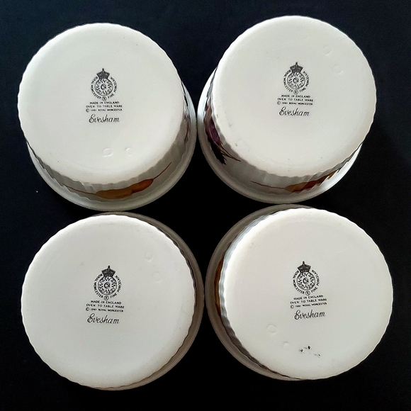 (4) "Evesham Gold" Gold On The Edge Oven Safe Ramekins by Royal Worcester - Picture 4 of 8